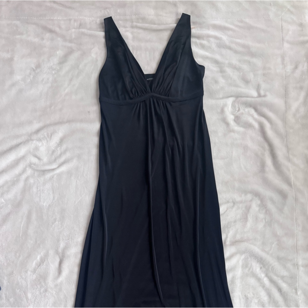 Natori Black Draped Maxi Dress